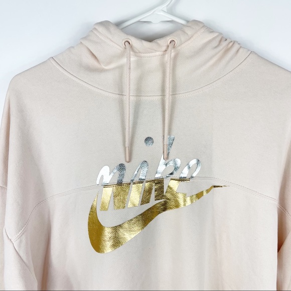 Nike Light Pink Logo Cropped Hooded Sweater Womens Size Small - Picture 2 of 7